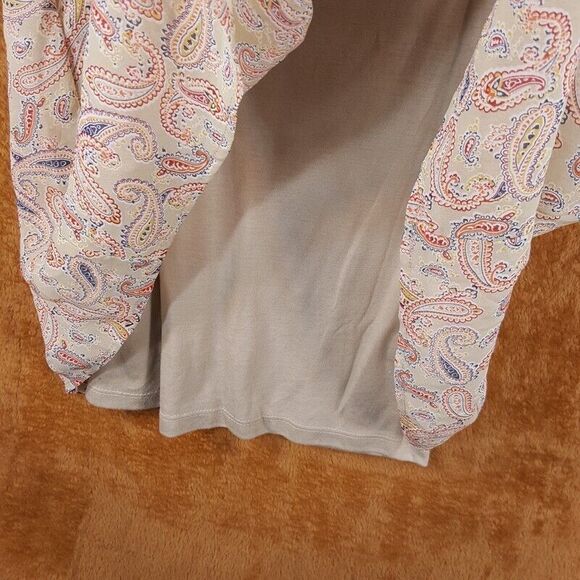 FENN WRIGHT MANSON Womens Top Small Tan Paisley Pullover Sleeveless Tank Blouse - Picture 5 of 9